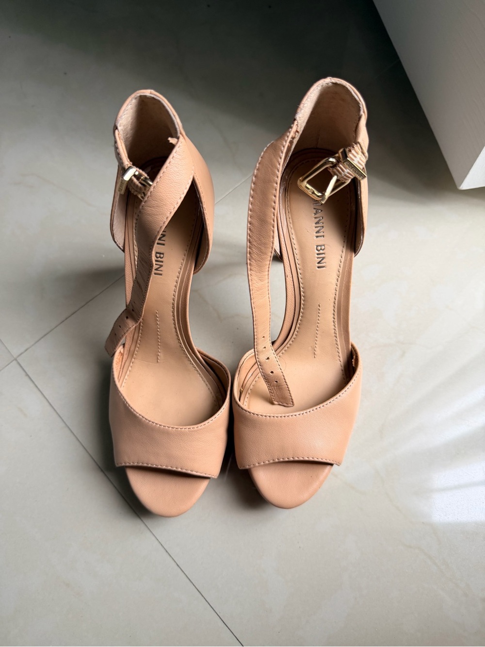 Gianni Bini Blush-Tan Ankle Strap Open-Toe Heels - NWOT